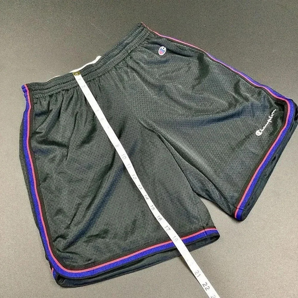 Vintage Champion Men's Black Blue Elastic Waist Jersey Athletic Shorts Medium - Picture 6 of 9